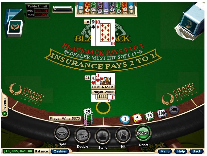 The Grand Parker casino is our best USA online blackjack site